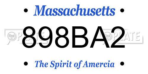 898BA2 Massachusetts License Plate