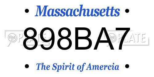 898BA7 Massachusetts License Plate