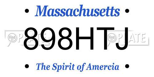 898HTJ Massachusetts License Plate