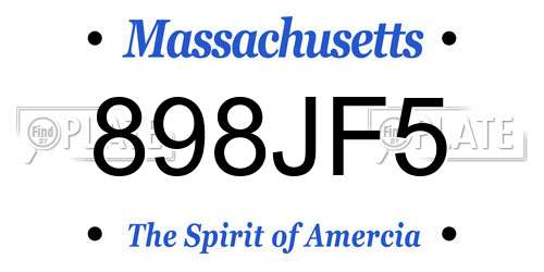 898JF5 Massachusetts License Plate