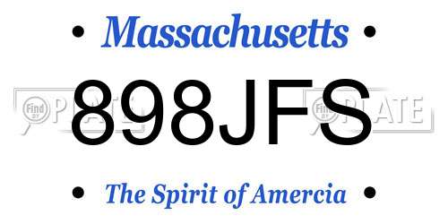 898JFS Massachusetts License Plate