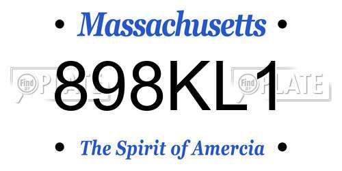 898KL1 Massachusetts License Plate