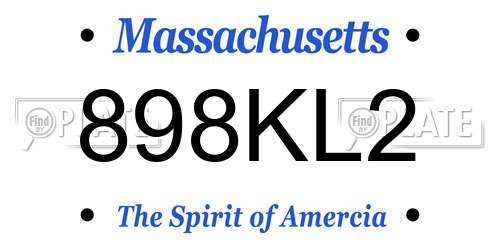898KL2 Massachusetts License Plate