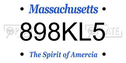 898KL5 Massachusetts License Plate