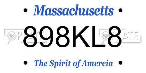 898KL8 Massachusetts License Plate
