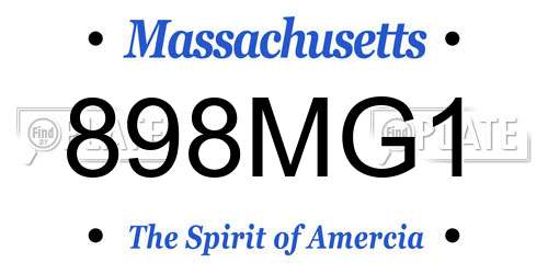 898MG1 Massachusetts License Plate