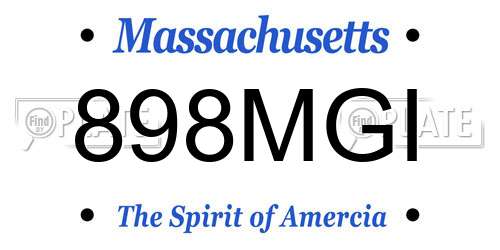 898MGI Massachusetts License Plate