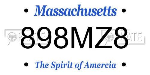 898MZ8 Massachusetts License Plate