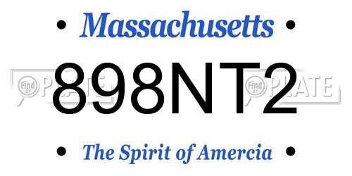 898NT2 Massachusetts License Plate