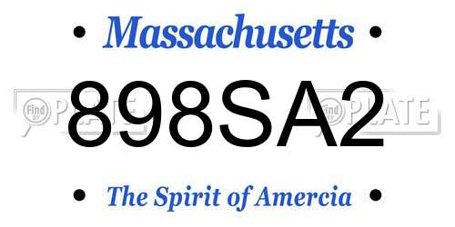 898SA2 Massachusetts License Plate