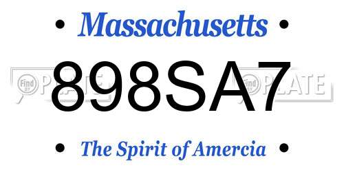 898SA7 Massachusetts License Plate