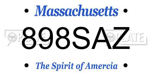 898SAZ Massachusetts License Plate