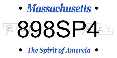 898SP4 Massachusetts License Plate