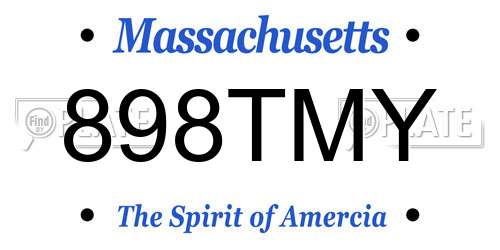 898TMY Massachusetts License Plate
