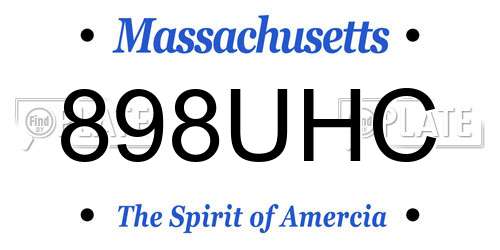 898UHC Massachusetts License Plate