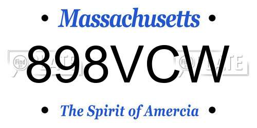 898VCW Massachusetts License Plate
