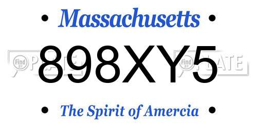 898XY5 Massachusetts License Plate