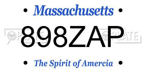 898ZAP Massachusetts License Plate