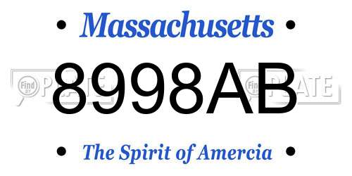 8998AB Massachusetts License Plate