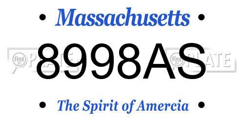8998AS Massachusetts License Plate