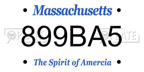 899BA5 Massachusetts License Plate