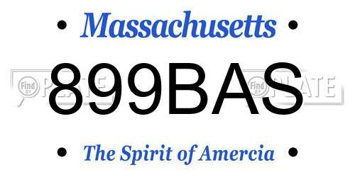 899BAS Massachusetts License Plate