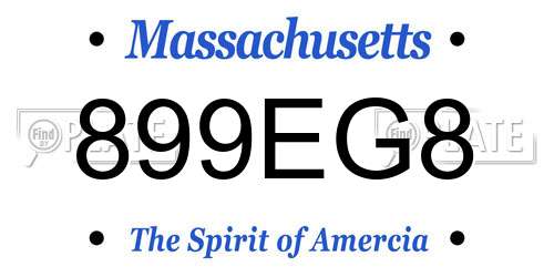 899EG8 Massachusetts License Plate