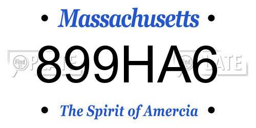 899HA6 Massachusetts License Plate