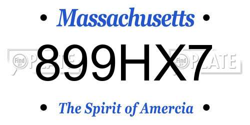899HX7 Massachusetts License Plate