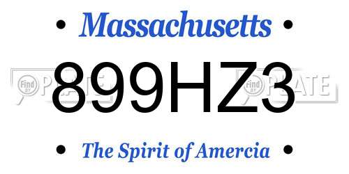 899HZ3 Massachusetts License Plate
