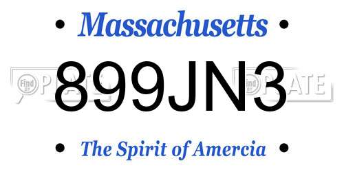 899JN3 Massachusetts License Plate