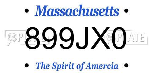 899JX0 Massachusetts License Plate