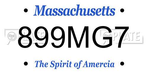 899MG7 Massachusetts License Plate
