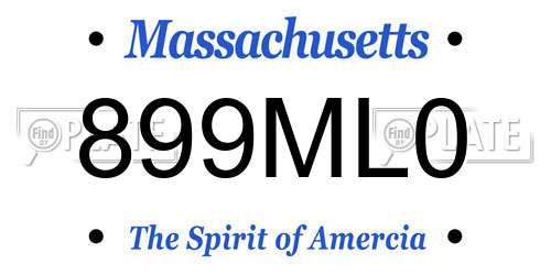899ML0 Massachusetts License Plate