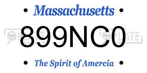 899NC0 Massachusetts License Plate