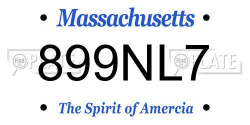 899NL7 Massachusetts License Plate