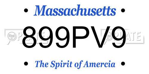 899PV9 Massachusetts License Plate