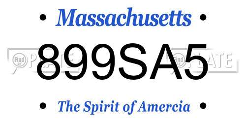 899SA5 Massachusetts License Plate