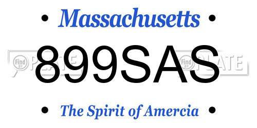 899SAS Massachusetts License Plate