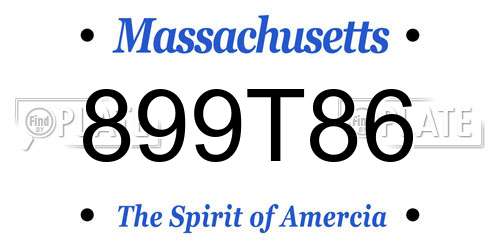 899T86 Massachusetts License Plate