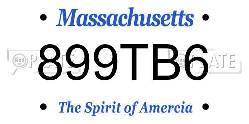899TB6 Massachusetts License Plate