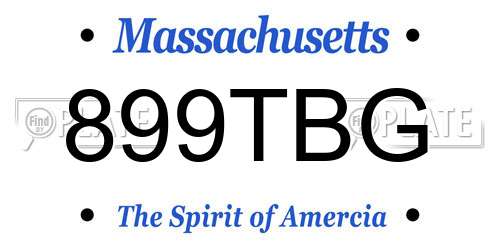 899TBG Massachusetts License Plate