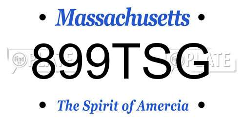 899TSG Massachusetts License Plate