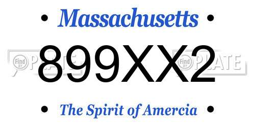 899XX2 Massachusetts License Plate