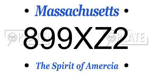 899XZ2 Massachusetts License Plate