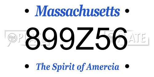899Z56 Massachusetts License Plate
