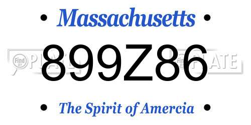 899Z86 Massachusetts License Plate