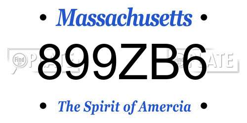 899ZB6 Massachusetts License Plate
