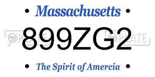 899ZG2 Massachusetts License Plate