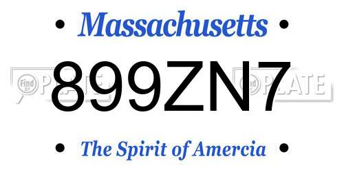 899ZN7 Massachusetts License Plate